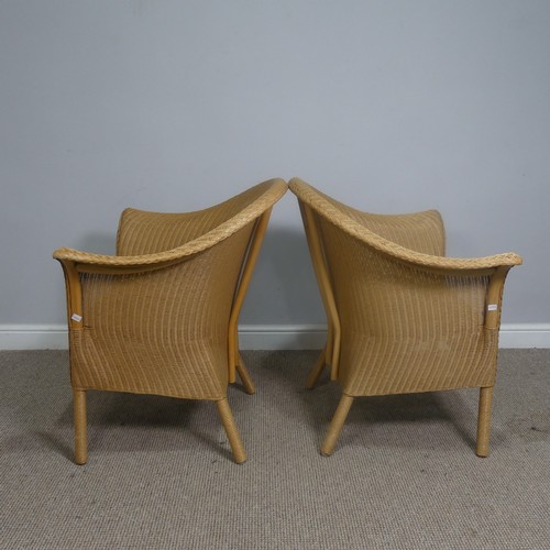 489 - A pair of Lloyd Loom Armchairs, with 'Lloyd Loom' labels to back, W 68 cm x H 80 cm x D 60 cm(2)... 