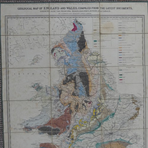 289 - A 'Geological Map of England Wales, compiled from the latest documents. Shewing also the principle r... 