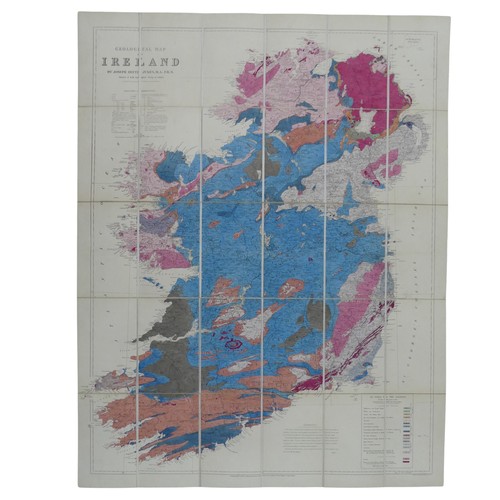 291 - Joseph Beete Jukes; A linen backed Geological Map of Ireland, published by Edward Stanford, London, ... 