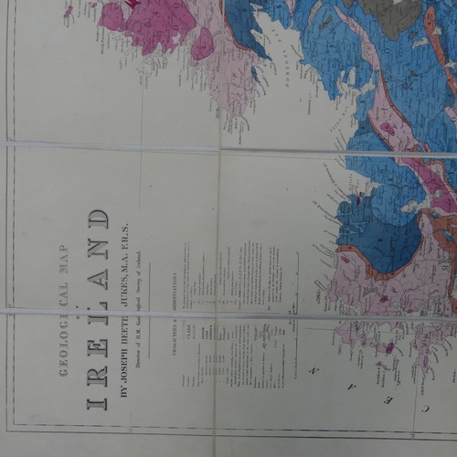 291 - Joseph Beete Jukes; A linen backed Geological Map of Ireland, published by Edward Stanford, London, ... 