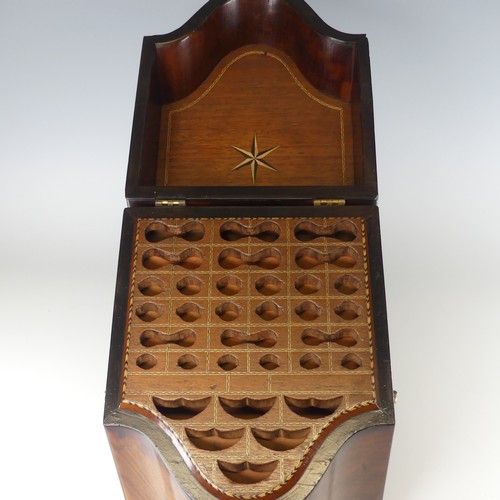 490 - A Georgian mahogany serpentine front Knife Box, brass carrying handles to either side, with fitted a... 