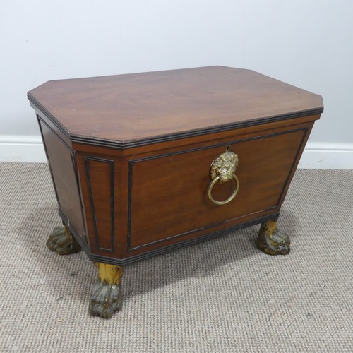 505 - A Georgian mahogany sarcophagus wine Cooler, of small proportions, octagonal reeded hinged top over ... 