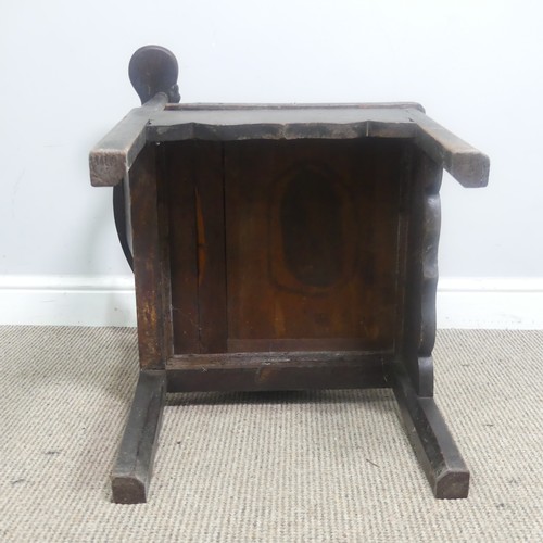 508 - A Georgian mahogany corner elbow Chair, raised on square supports, W 76 cm x H 83.5 cm x D 62 cm.... 