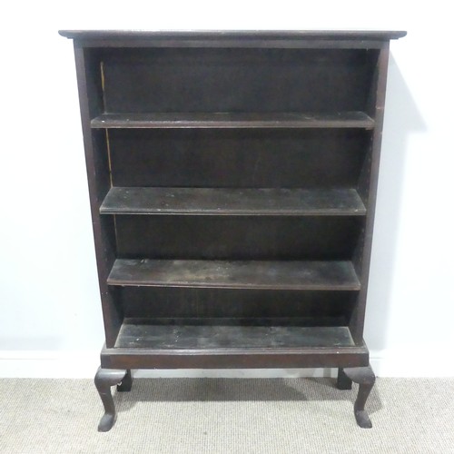 510 - An early 20th century mahogany open Bookcase, raised on cabriole front supports, W 90 cm x H 129 cm ... 