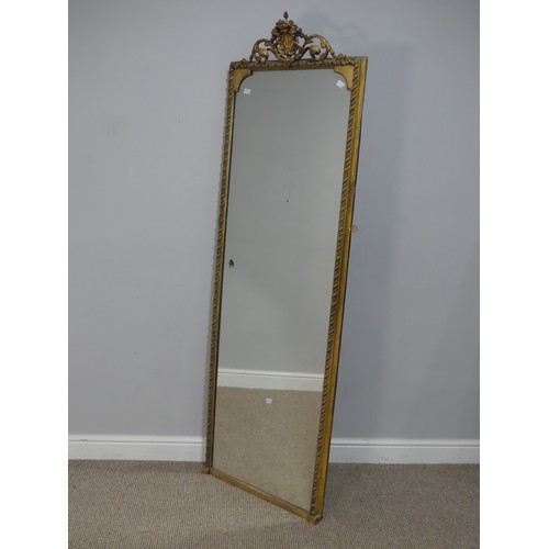 512 - A carved and pierced giltwood framed rectangular wall Mirror, W 58 cm x H 181 cm, together with anot... 