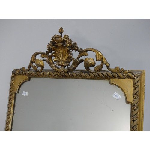 512 - A carved and pierced giltwood framed rectangular wall Mirror, W 58 cm x H 181 cm, together with anot... 