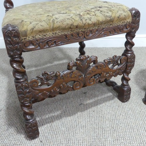 539 - A Victorian carved oak and caned hall Chair, W 51 cm x H 120 cm x D 40 cm, together with a Victorian... 