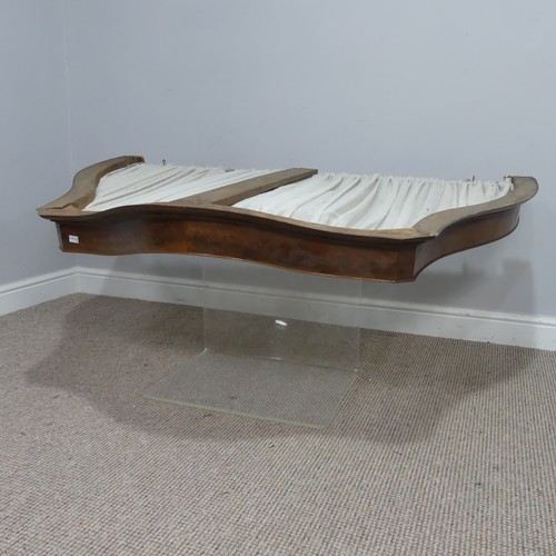 543 - An antique mahogany serpentine Bed Canopy, W 129 cm x H 88 cm.