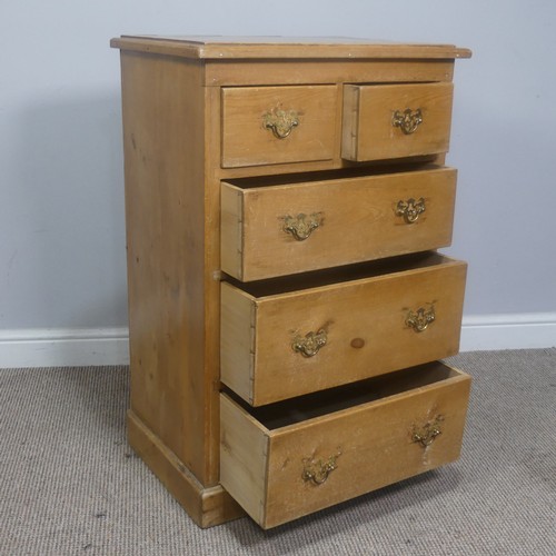 550 - A 20th century small pine Chest of drawers, in a Wellington Chest style, W 60 cm x H 92 cm x D 41 cm... 