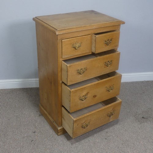 550 - A 20th century small pine Chest of drawers, in a Wellington Chest style, W 60 cm x H 92 cm x D 41 cm... 