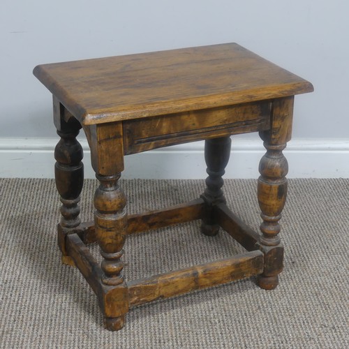 554 - An 18th century style oak Joint Stool, W 45.5 cm x H 45.5 cm x D 30 cm, together with another Stool(... 