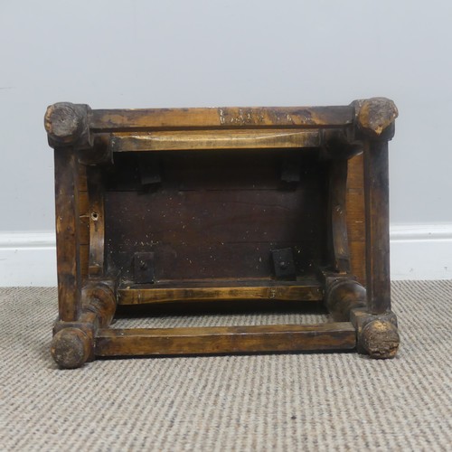 554 - An 18th century style oak Joint Stool, W 45.5 cm x H 45.5 cm x D 30 cm, together with another Stool(... 