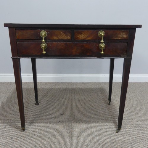 570 - A Georgian mahogany side Table, banded top over two short drawers and one long drawer, raised on squ... 