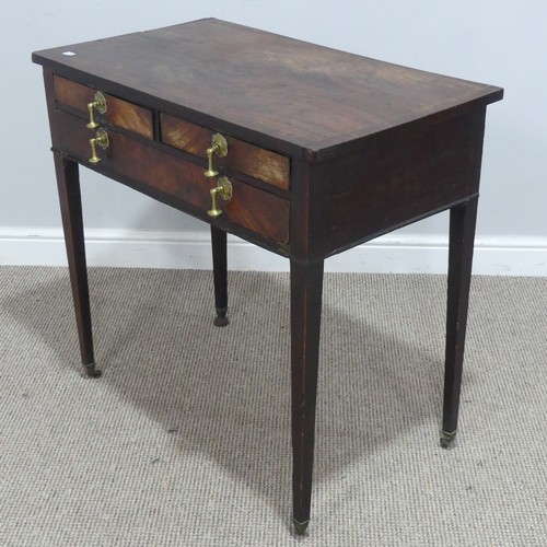 570 - A Georgian mahogany side Table, banded top over two short drawers and one long drawer, raised on squ... 