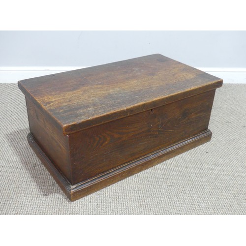 573 - An antique stained pitch pine blanket Box / Trunk, W 76 cm x H 33 cm x D 44.5 cm.