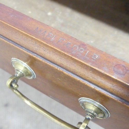 574 - An Edwardian mahogany writing / side Table by Maple & Co, right side drawer stamped 'Maple &... 