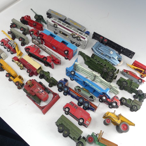 145 - A collection of play-worn die-cast metal toy model cars, commercial and army vehicles, mostly Dinky ... 