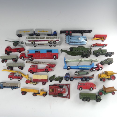 145 - A collection of play-worn die-cast metal toy model cars, commercial and army vehicles, mostly Dinky ... 