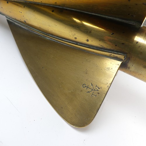 582 - A brass harpoon ship log by T Walker, with an enamel panel with three dials inscribed 'T. Walker's P... 