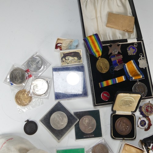 202 - A pair of WW1 Medals, awarded to 2362 pte. W.J. East, Berks Yeo, together with a replica 1739 Patron... 