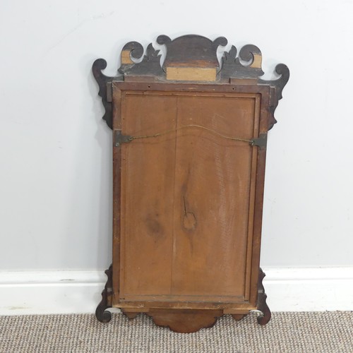 440 - An antique mahogany Georgian style fret cut inlaid Wall Mirror, rectangular bevelled mirror plate wi... 