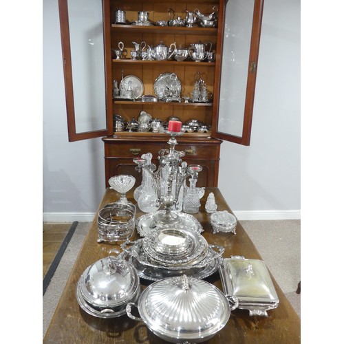 377 - A large quantity of Silver Plate, including a centrepiece in the Aesthetic style, 49.5cm high, as fo... 