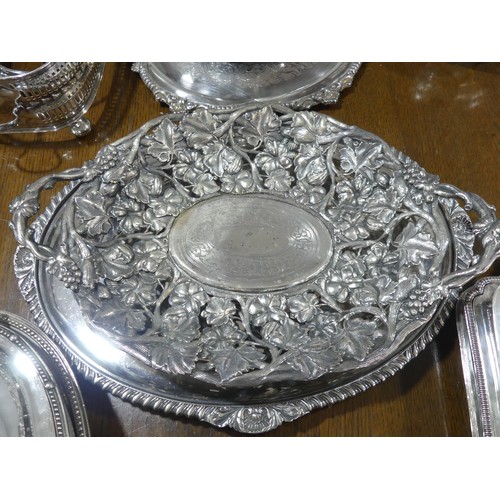 377 - A large quantity of Silver Plate, including a centrepiece in the Aesthetic style, 49.5cm high, as fo... 