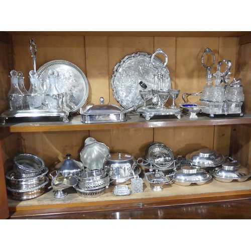 377 - A large quantity of Silver Plate, including a centrepiece in the Aesthetic style, 49.5cm high, as fo... 