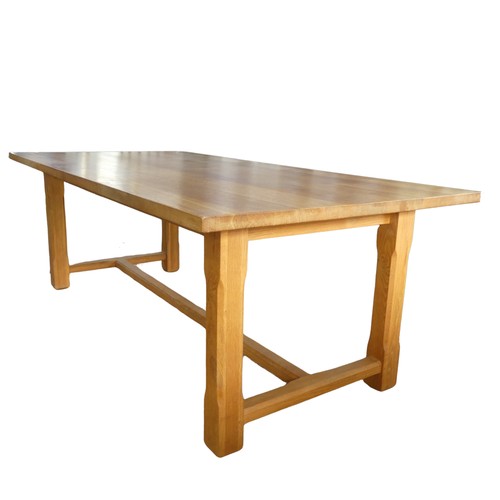 495 - A contemporary oak refectory Table in the 18th century style, large rectangular top raised on square... 