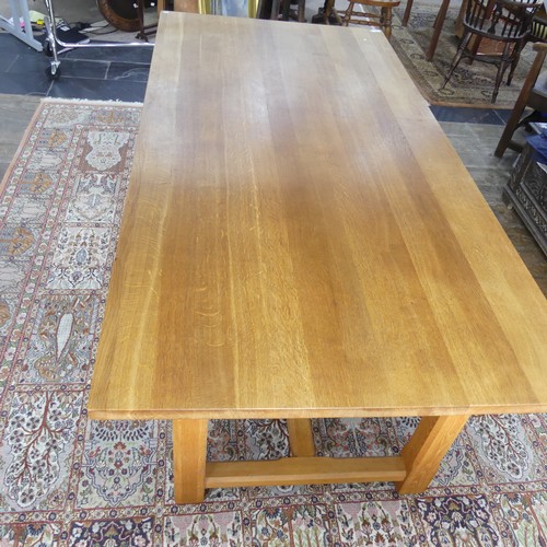 495 - A contemporary oak refectory Table in the 18th century style, large rectangular top raised on square... 