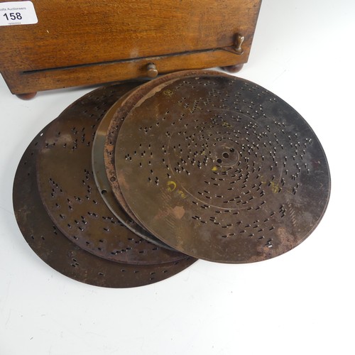 158 - A late 19th century walnut cased Polyphon, with decorative hinged lid, the inside lid with photograp... 