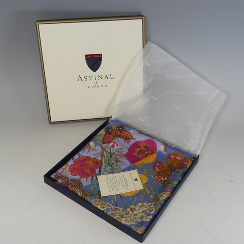 328 - An Aspinal of London silk twill scarf: 'Botanical' design, hand rolled edges, boxed and unused.... 