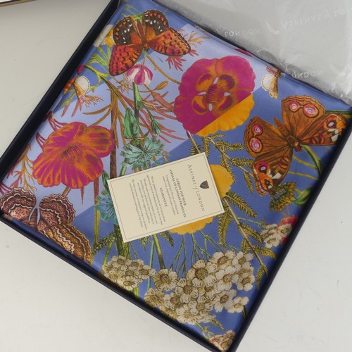 328 - An Aspinal of London silk twill scarf: 'Botanical' design, hand rolled edges, boxed and unused.... 