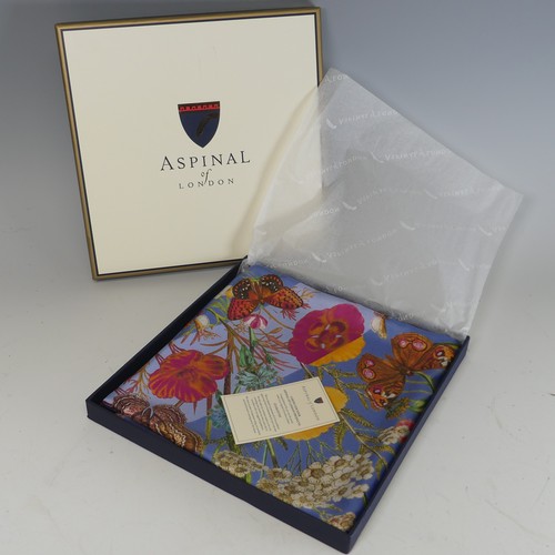 328 - An Aspinal of London silk twill scarf: 'Botanical' design, hand rolled edges, boxed and unused.... 