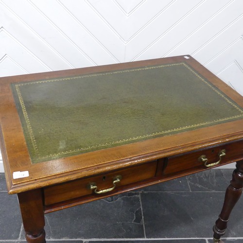 472 - A Victorian mahogany Writing Table, moulded top inset with gilt tooled leather writing surface, abov... 