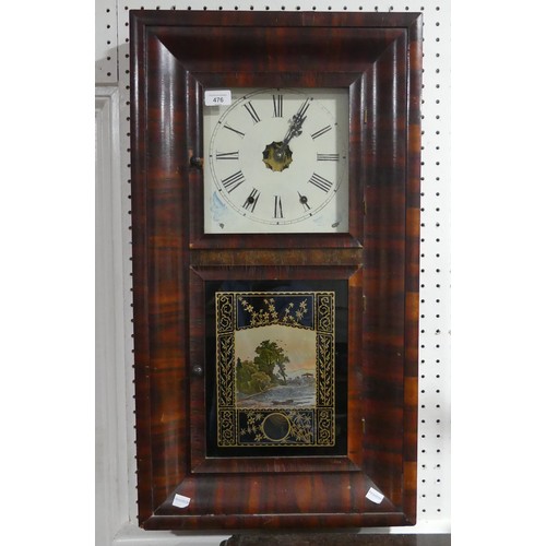 476 - A late 19th century American Wall Clock, manufactured by 'Jerome & Co', W 42 cm x H 76 cm x D 11... 