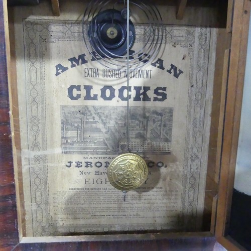 476 - A late 19th century American Wall Clock, manufactured by 'Jerome & Co', W 42 cm x H 76 cm x D 11... 