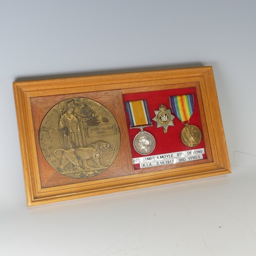 223 - A WW1 Devonshire memorial Plaque 'Death Penny', awarded to the family of 'James Arthur Moyle' K.I.A.... 