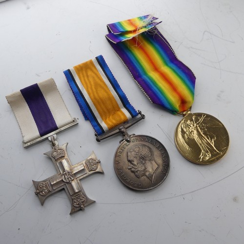 A WW1 Military Cross Group of Three, awarded to Lieutenant Samuel Mayoh, The Loyal North Lancashire Regiment; Military Cross, unnamed as issued, in fitted presentation case; British War and Victory Medals (Lieut. S. Mayoh), together with a cased set of miniatures, a later photograph of the recipient etc., 