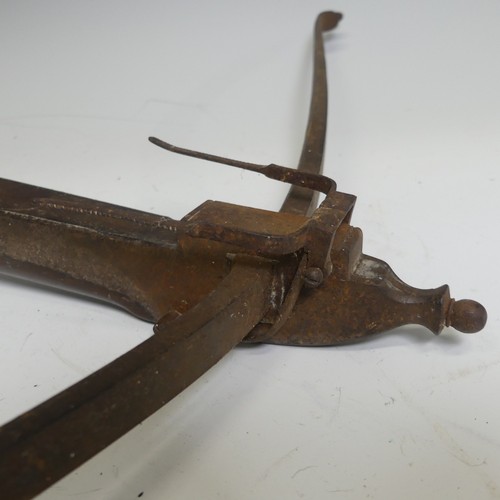 219 - An antique probably late 18th/early 19th century Crossbow, with wooden stock and textured grip, stee... 