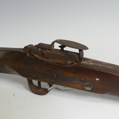 219 - An antique probably late 18th/early 19th century Crossbow, with wooden stock and textured grip, stee... 