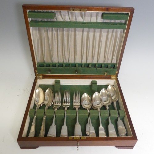 378 - A canteen of silver plated Fish Cutlery, six place setting with mother of pearl handles, in velvet l... 