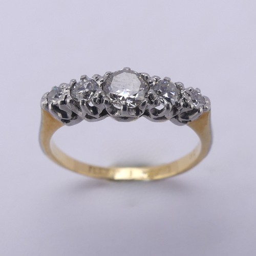 160 - A graduated five stone diamond Ring, the centre stone approx. 0.22ct, all claw set in platinum, on a... 