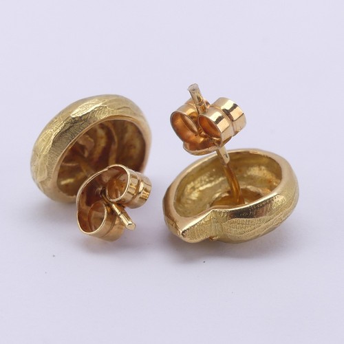 311 - A pair of 18ct yellow gold shell Earrings, 13mm wide, approx. total weight 5.5g, marked on the pilla... 