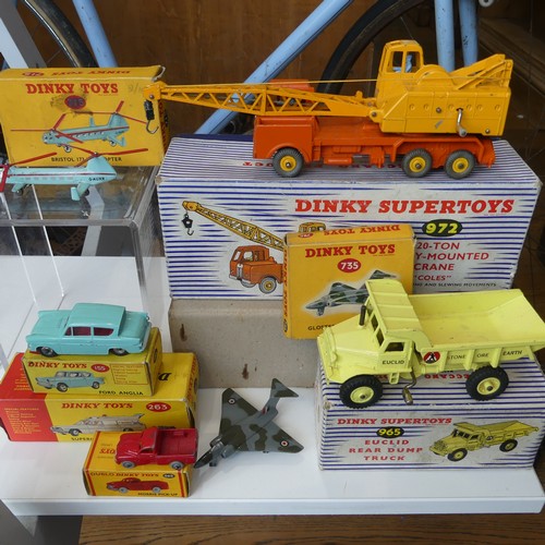 131 - Dinky Toys; six boxed models, including 155 Ford Anglia, 263 Superior Criterion Ambulance, 965 Eucli... 