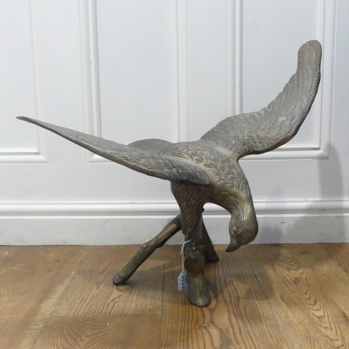 350A - An early 20th century bronze model of an Eagle, perched on a tree branch, W:61cm x H:33cm... 