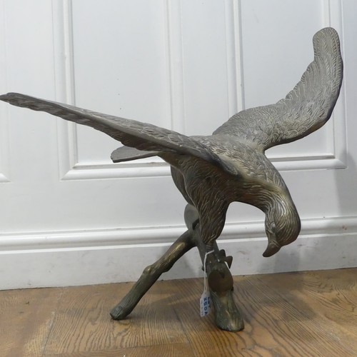 350A - An early 20th century bronze model of an Eagle, perched on a tree branch, W:61cm x H:33cm... 