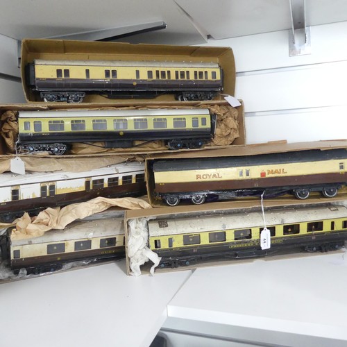 44 - Exley ‘0’ gauge GWR Corridor Passenger Coach, chocolate and cream, No.5110, together with five other... 