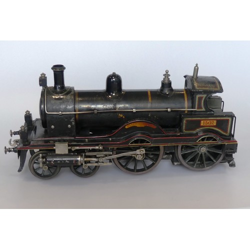 106 - Rare Schoenner gauge 3, live steam, Black Prince 4-4-0 locomotive and six wheel tender, circa 1905, ... 