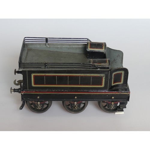 106 - Rare Schoenner gauge 3, live steam, Black Prince 4-4-0 locomotive and six wheel tender, circa 1905, ... 